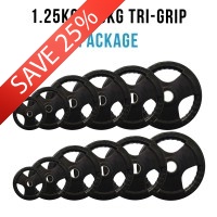 Southern Olympic Tri-grip Rubber Weight Plate Pair Package 107.5kg  ( 1.25kg - 20 kg Pair ) 